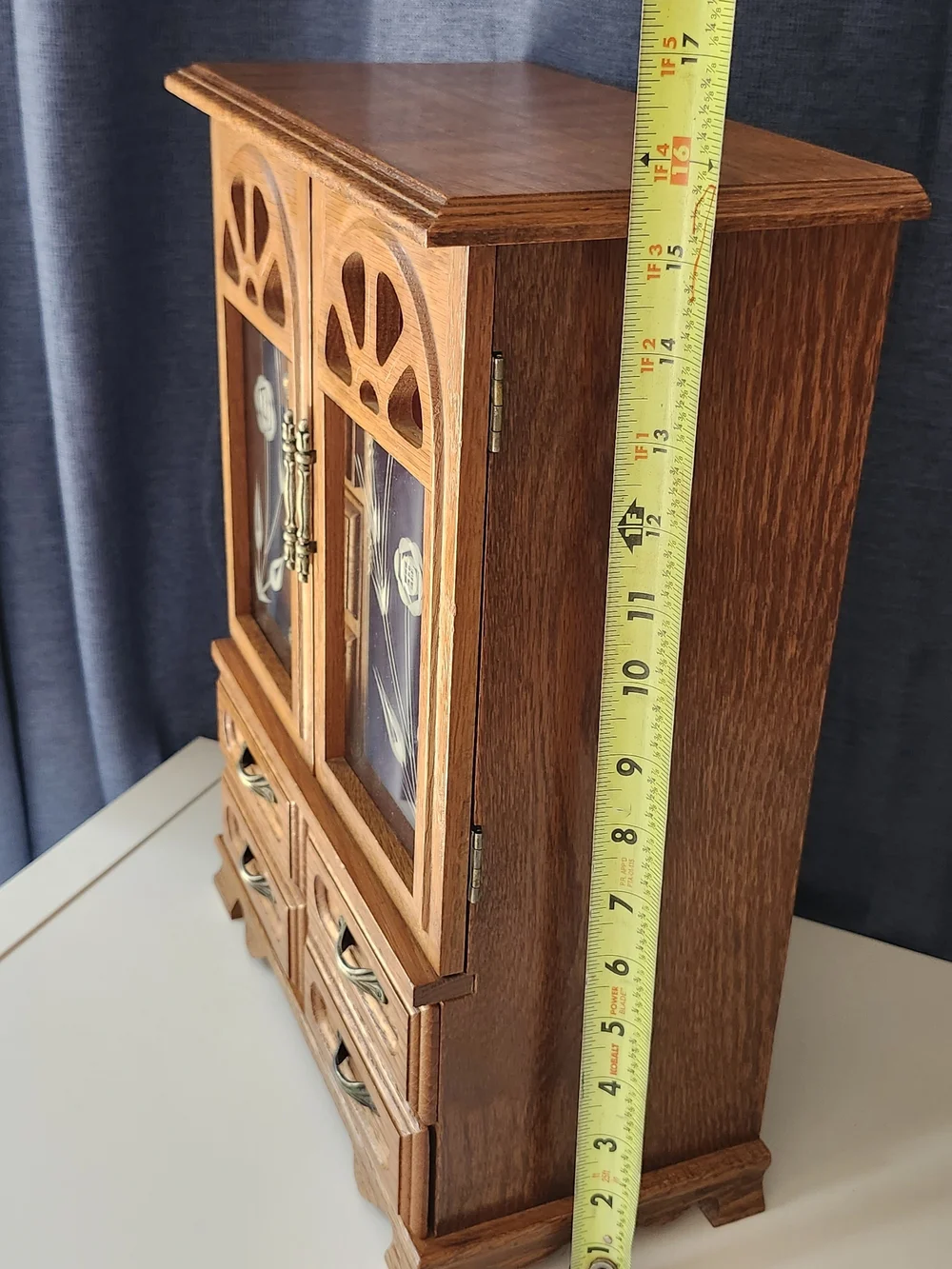 Vintage Wooden Jewelry Box Armoire Chest – 16